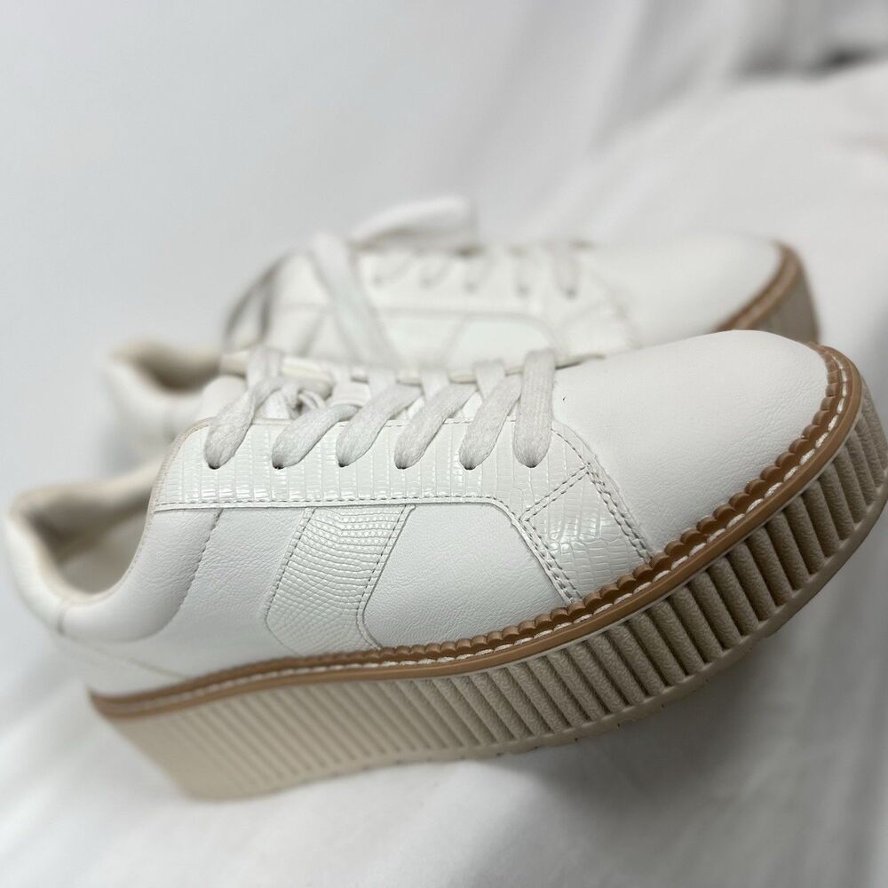 Dolce Vita Women's 8.5 Tiger Lace-Up Platform Sneakers White Leather - Picture 9 of 11